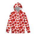 Red Poppy Pattern Print Pullover Hoodie