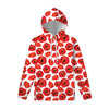 Red Poppy Pattern Print Pullover Hoodie