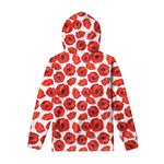 Red Poppy Pattern Print Pullover Hoodie