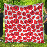 Red Poppy Pattern Print Quilt