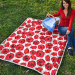 Red Poppy Pattern Print Quilt