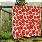 Red Poppy Pattern Print Quilt