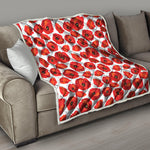 Red Poppy Pattern Print Quilt