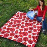 Red Poppy Pattern Print Quilt