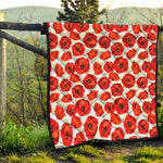 Red Poppy Pattern Print Quilt