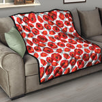 Red Poppy Pattern Print Quilt
