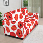 Red Poppy Pattern Print Sofa Cover