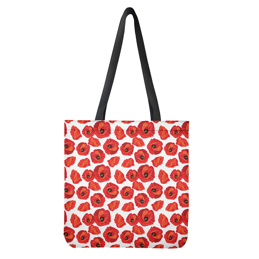 Red Poppy Pattern Print Tote Bag