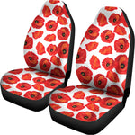 Red Poppy Pattern Print Universal Fit Car Seat Covers