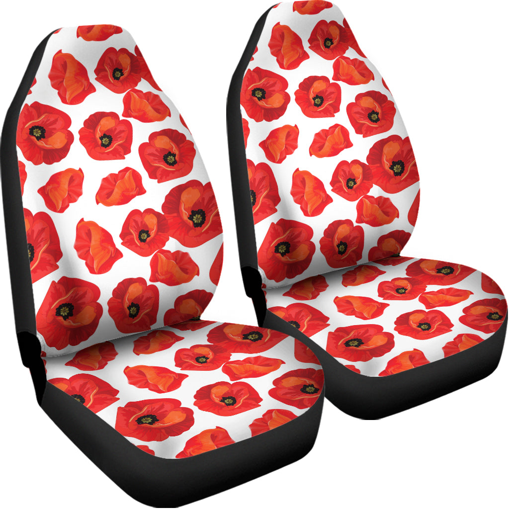Red Poppy Pattern Print Universal Fit Car Seat Covers