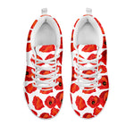 Red Poppy Pattern Print White Sneakers