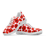 Red Poppy Pattern Print White Sneakers