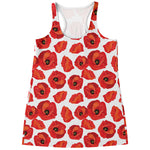 Red Poppy Pattern Print Women's Racerback Tank Top