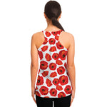 Red Poppy Pattern Print Women's Racerback Tank Top