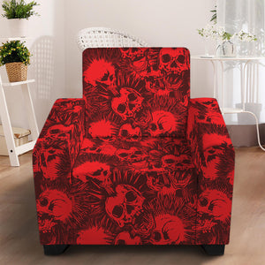 Red Punk Skull Pattern Print Armchair Slipcover