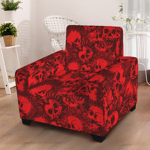 Red Punk Skull Pattern Print Armchair Slipcover