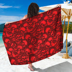 Red Punk Skull Pattern Print Beach Sarong Wrap