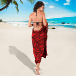 Red Punk Skull Pattern Print Beach Sarong Wrap