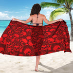 Red Punk Skull Pattern Print Beach Sarong Wrap