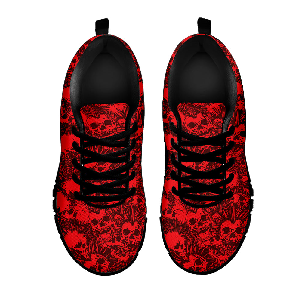Red Punk Skull Pattern Print Black Sneakers