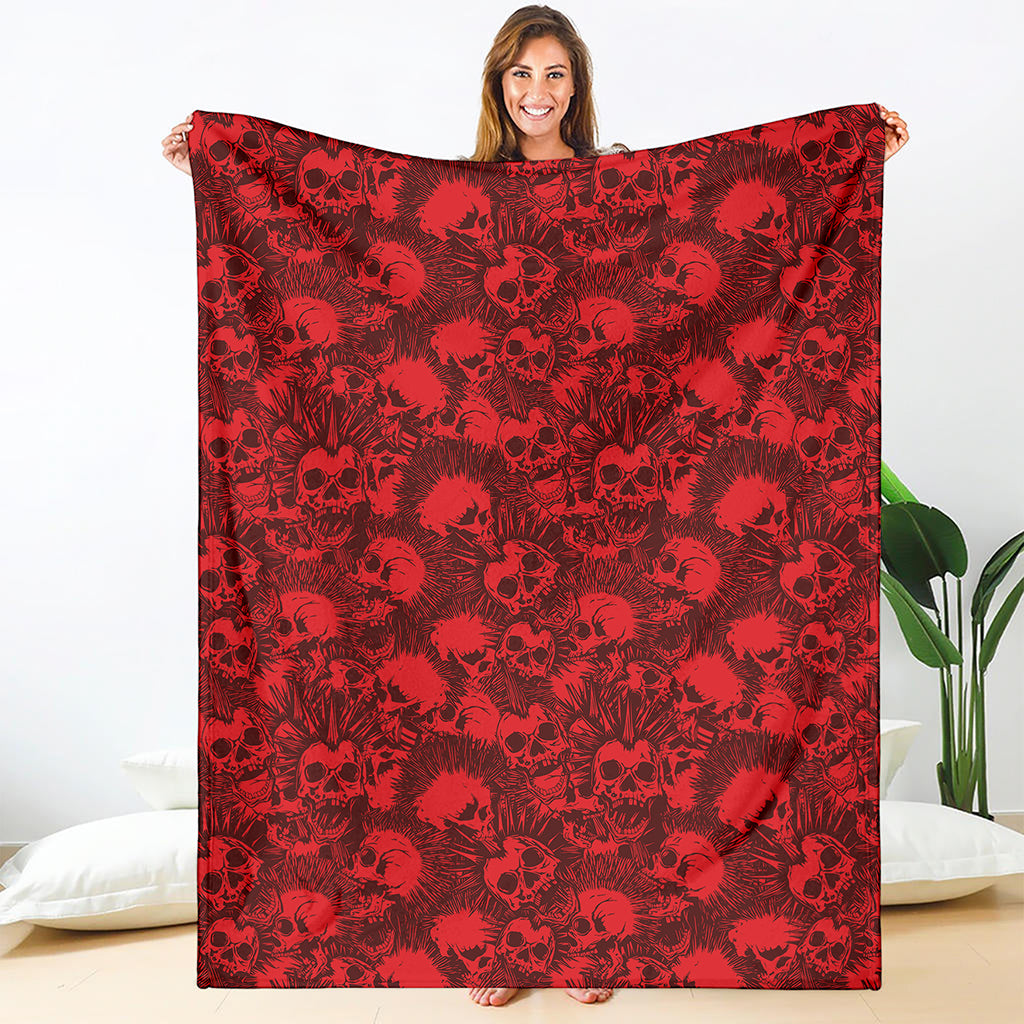 Red Punk Skull Pattern Print Blanket