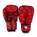 Red Punk Skull Pattern Print Boxing Gloves
