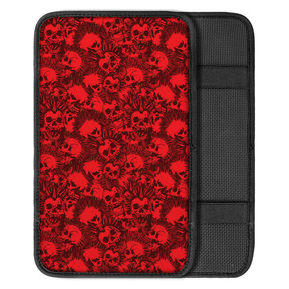 Red Punk Skull Pattern Print Car Center Console Cover