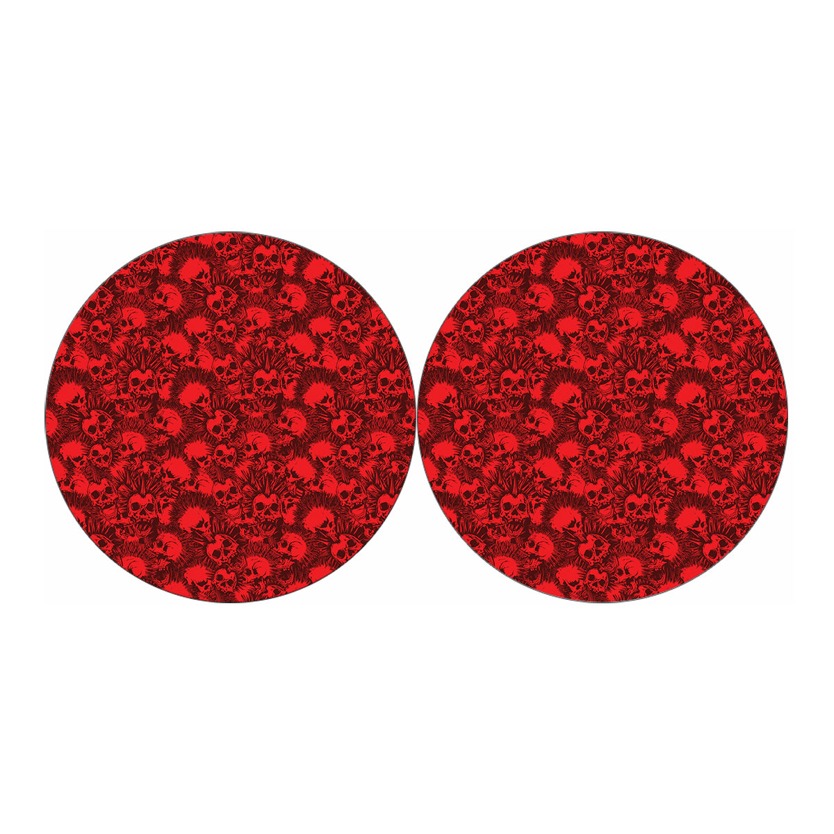 Red Punk Skull Pattern Print Car Coasters