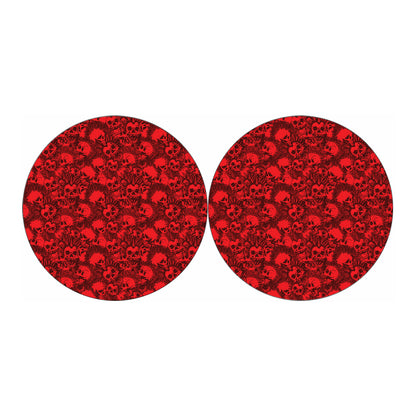 Red Punk Skull Pattern Print Car Coasters