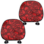 Red Punk Skull Pattern Print Car Headrest Covers