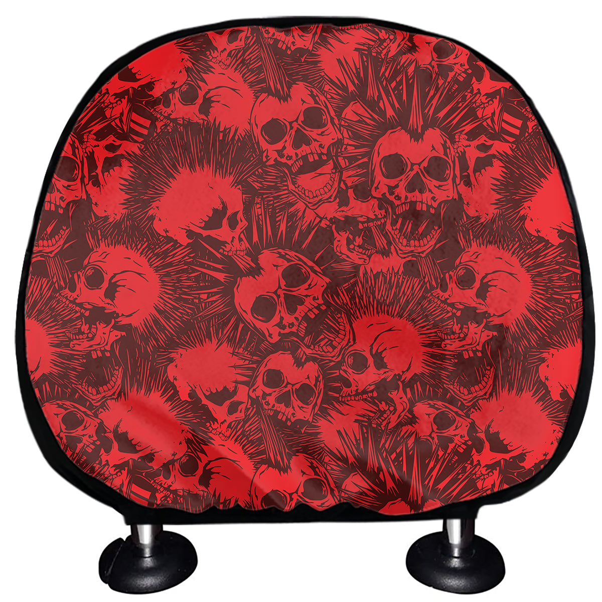 Red Punk Skull Pattern Print Car Headrest Covers