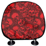 Red Punk Skull Pattern Print Car Headrest Covers