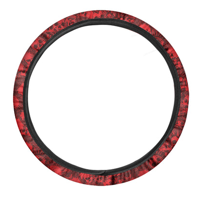 Red Punk Skull Pattern Print Car Steering Wheel Cover
