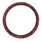 Red Punk Skull Pattern Print Car Steering Wheel Cover