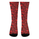Red Punk Skull Pattern Print Crew Socks
