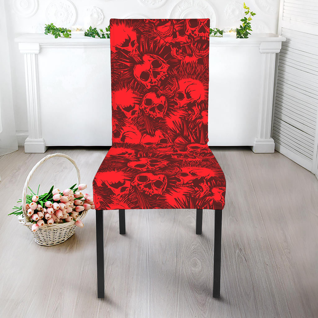 Red Punk Skull Pattern Print Dining Chair Slipcover