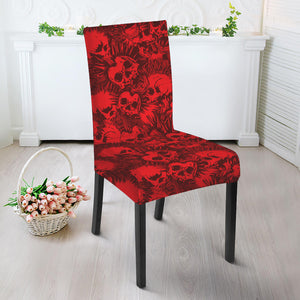 Red Punk Skull Pattern Print Dining Chair Slipcover