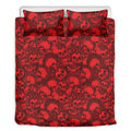 Red Punk Skull Pattern Print Duvet Cover Bedding Set