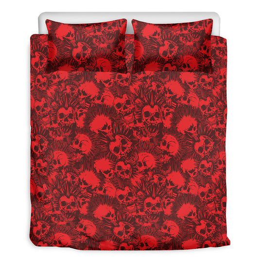 Red Punk Skull Pattern Print Duvet Cover Bedding Set