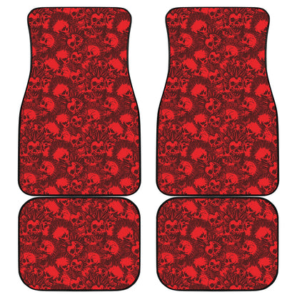 Red Punk Skull Pattern Print Front and Back Car Floor Mats