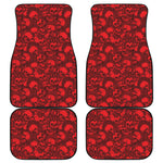 Red Punk Skull Pattern Print Front and Back Car Floor Mats