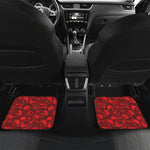 Red Punk Skull Pattern Print Front and Back Car Floor Mats