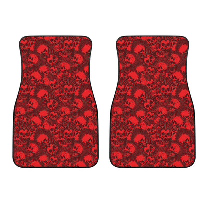 Red Punk Skull Pattern Print Front Car Floor Mats