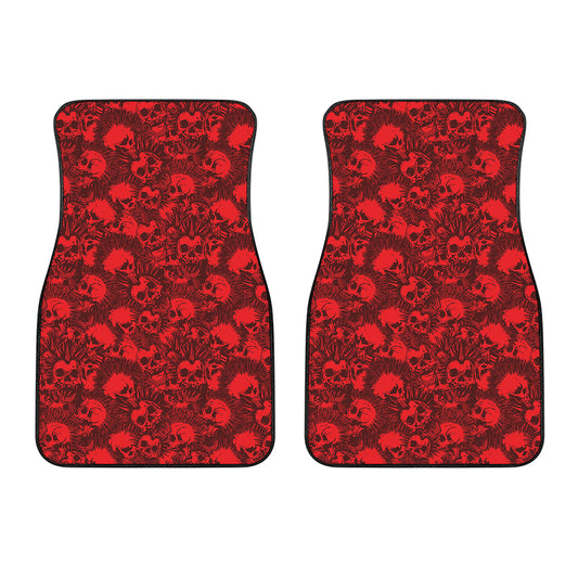Red Punk Skull Pattern Print Front Car Floor Mats