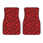 Red Punk Skull Pattern Print Front Car Floor Mats