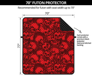 Red Punk Skull Pattern Print Futon Protector