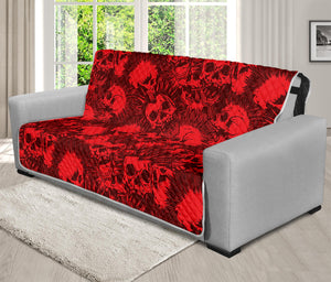 Red Punk Skull Pattern Print Futon Protector