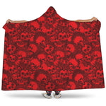 Red Punk Skull Pattern Print Hooded Blanket