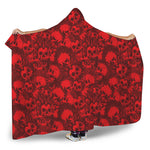 Red Punk Skull Pattern Print Hooded Blanket
