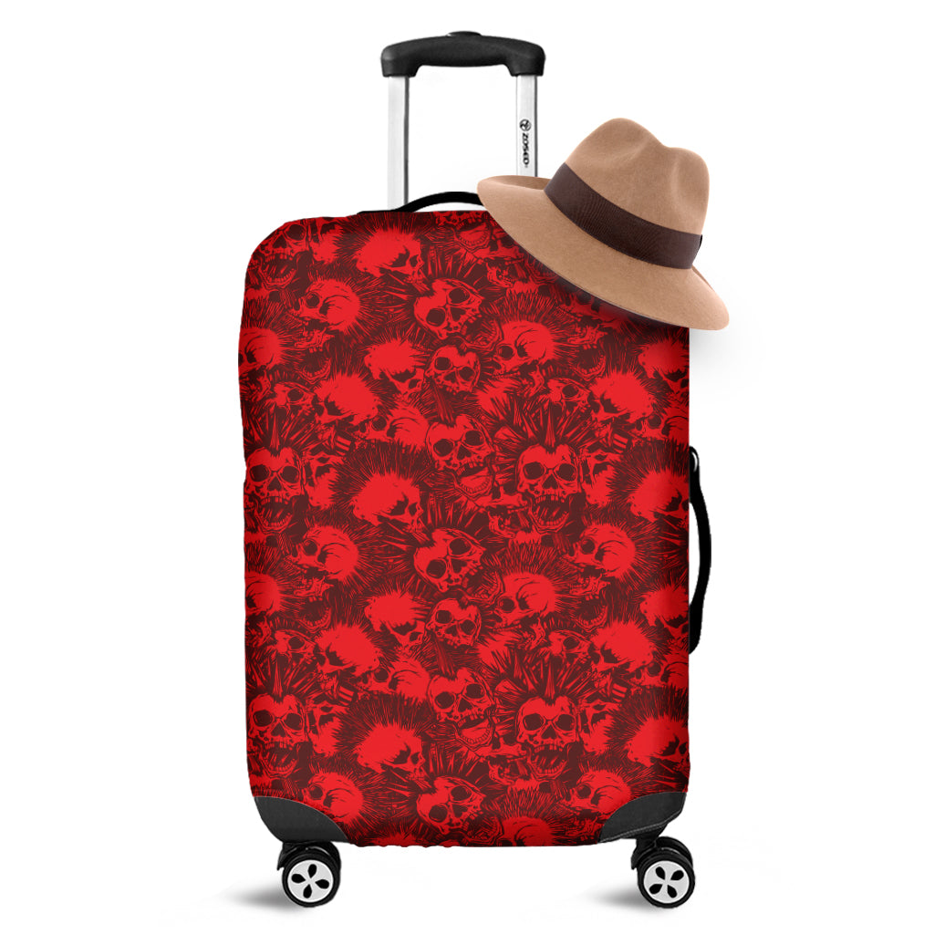 Red Punk Skull Pattern Print Luggage Cover